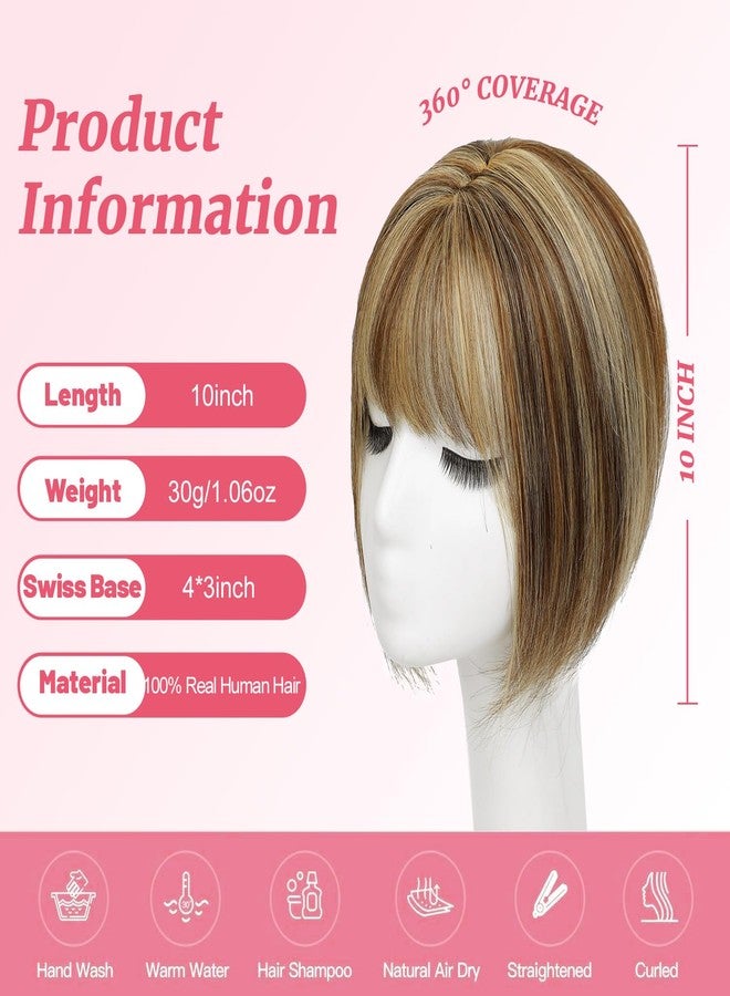 يامي وصلات شعر يامي للنساء، وصلات شعر طبيعي مع غرة (بني متوسط ​​مع خصلات فاتحة) - Image 2